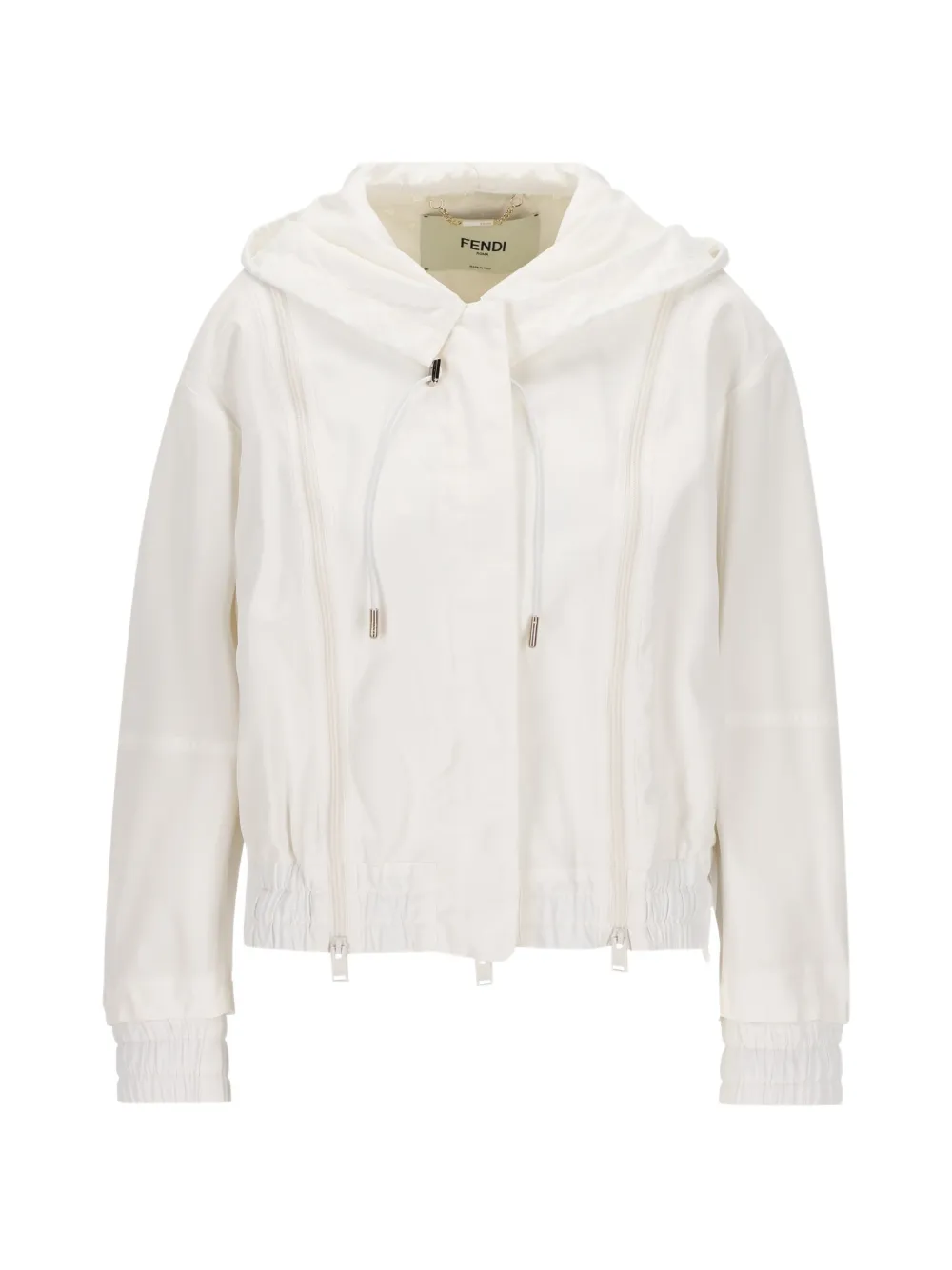 FENDI hooded zip-details jacket - Bianco