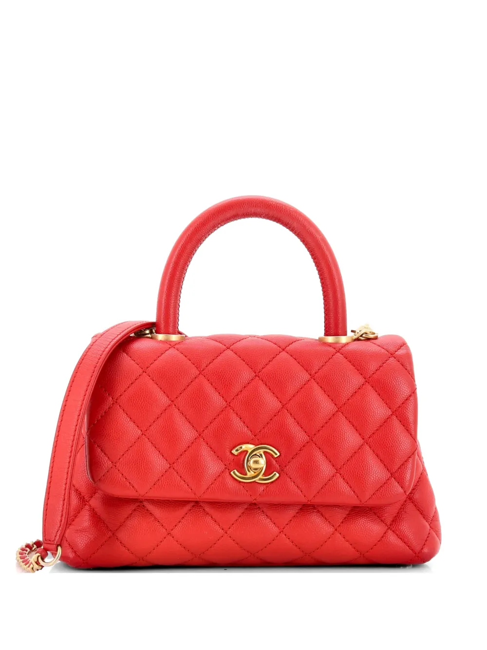 CHANEL Pre-Owned Coco Top Handle Bag Quilted Caviar Mini satchel - Rosso