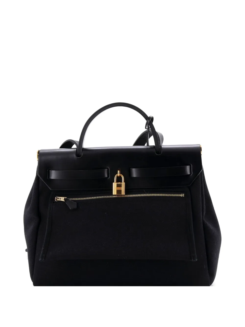 Hermès Pre-Owned Herbag Zip Leather and Toile 31 shoulder bag - Nero