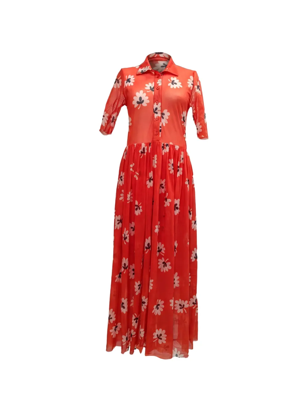 GANNI Tilden floral-print dress - Rosso