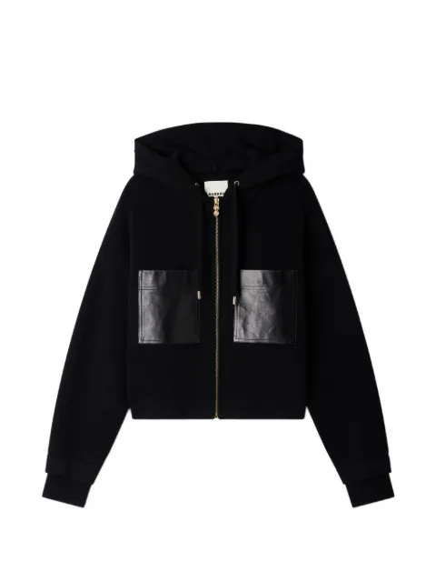 SANDRO hooded cardigan with leather trim