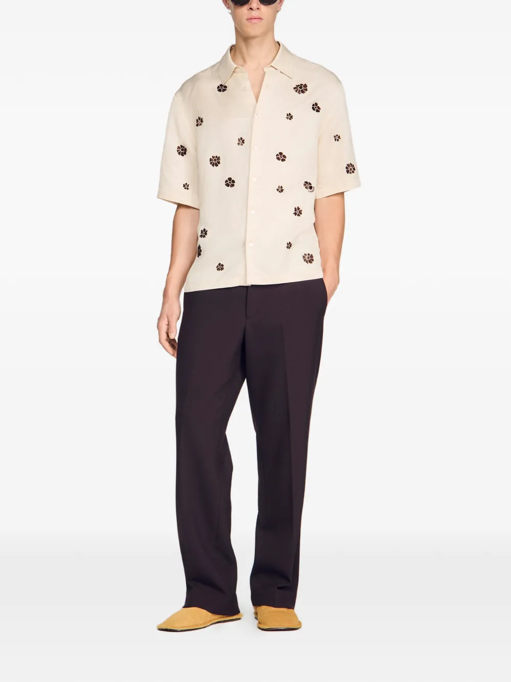 SANDRO Overhemd met bloemenprint Beige