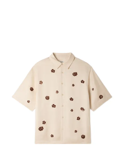 SANDRO flocked floral-print shirt