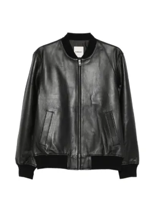 Emporio Armani レザー ボンバージャケット | ブラック | FARFETCH JP