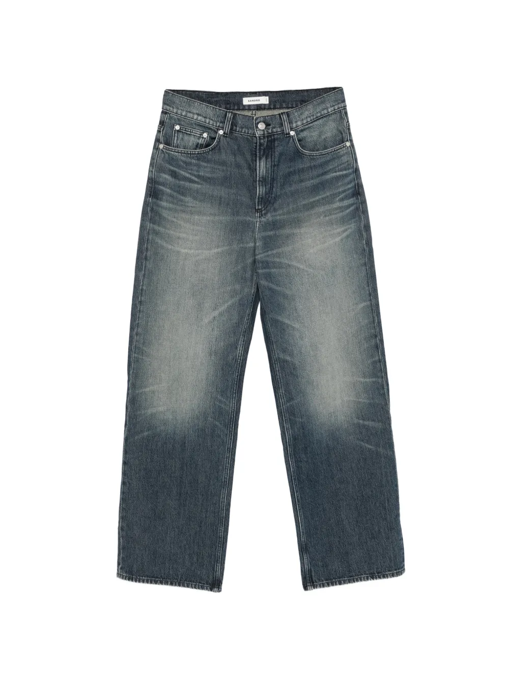 SANDRO faded-effect wide-leg jeans