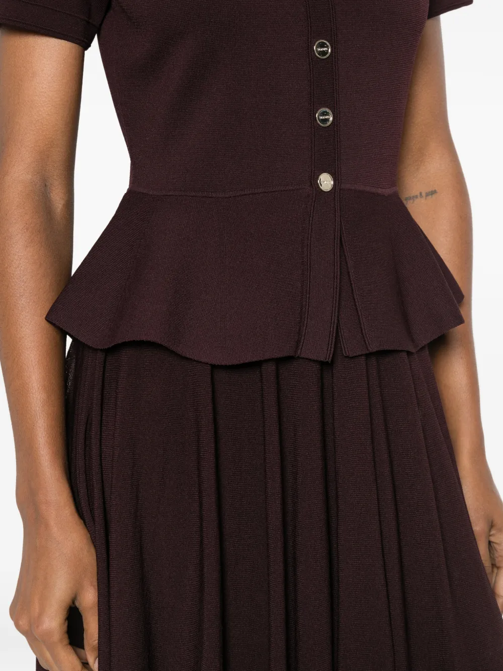 SANDRO Gebreide maxi-jurk met peplum-design Paars