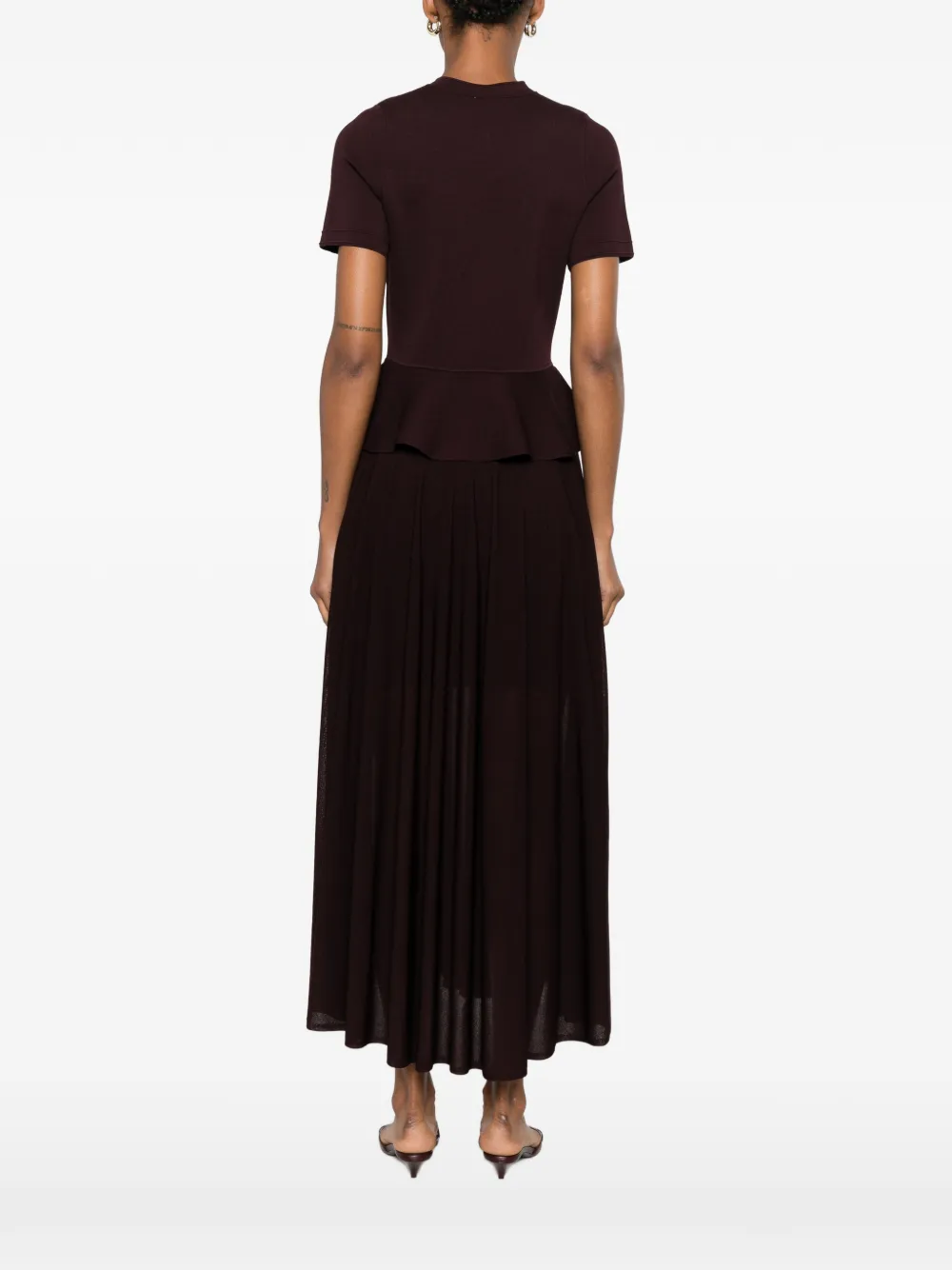 SANDRO Gebreide maxi-jurk met peplum-design Paars