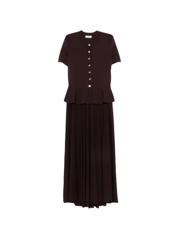 sandro knit dress with ruffle Peplum maxi - Bordeaux - Size: FR 42 new-lines-25