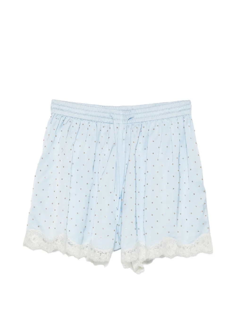 SANDRO lace-trim rhinestone-embellished shorts - Blu
