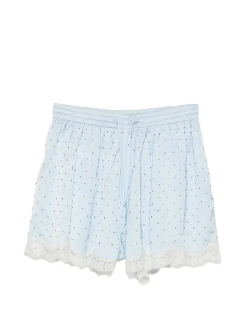SANDRO lace-trim rhinestone-embellished shorts
