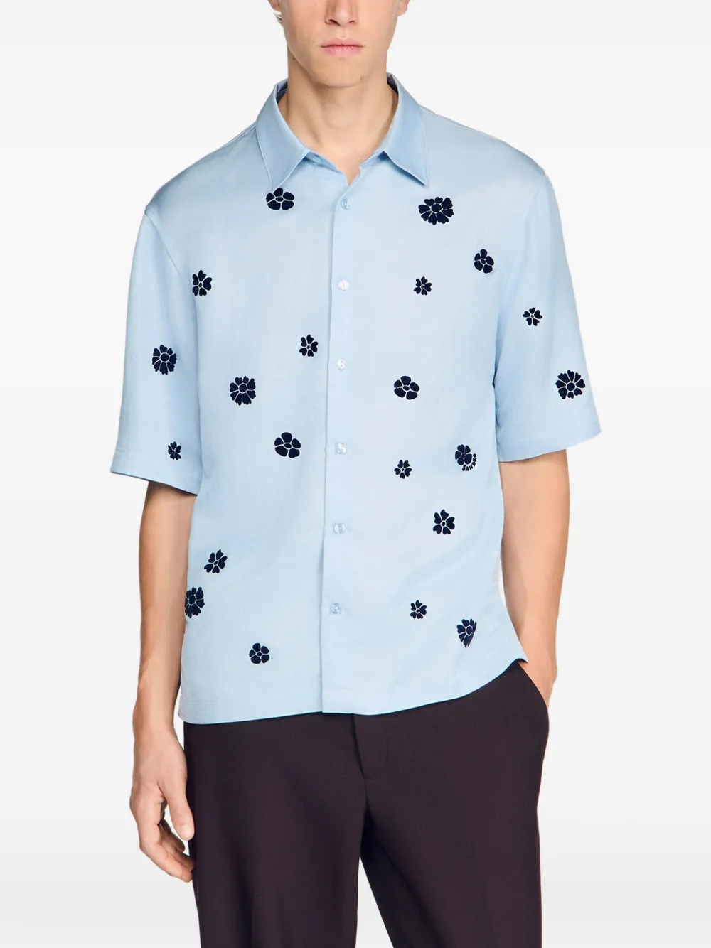 SANDRO Overhemd met bloemenprint Blauw