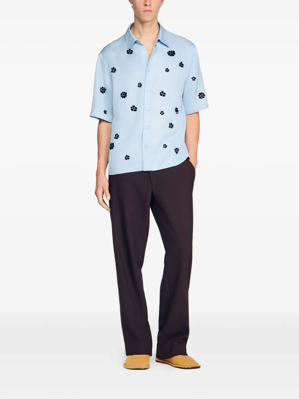SANDRO Overhemd met bloemenprint Blauw