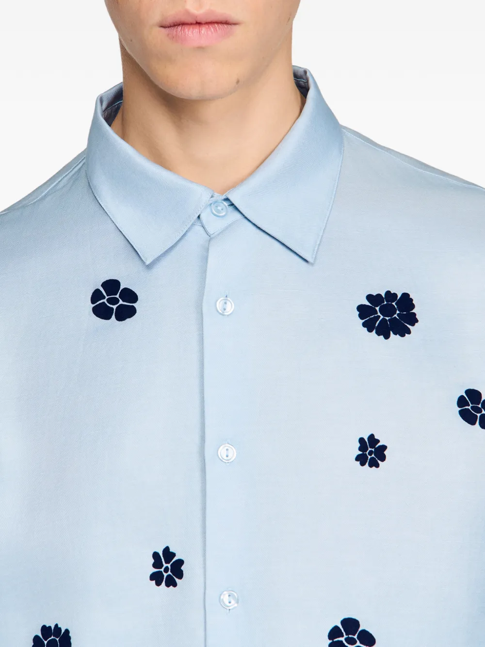 SANDRO Overhemd met bloemenprint Blauw