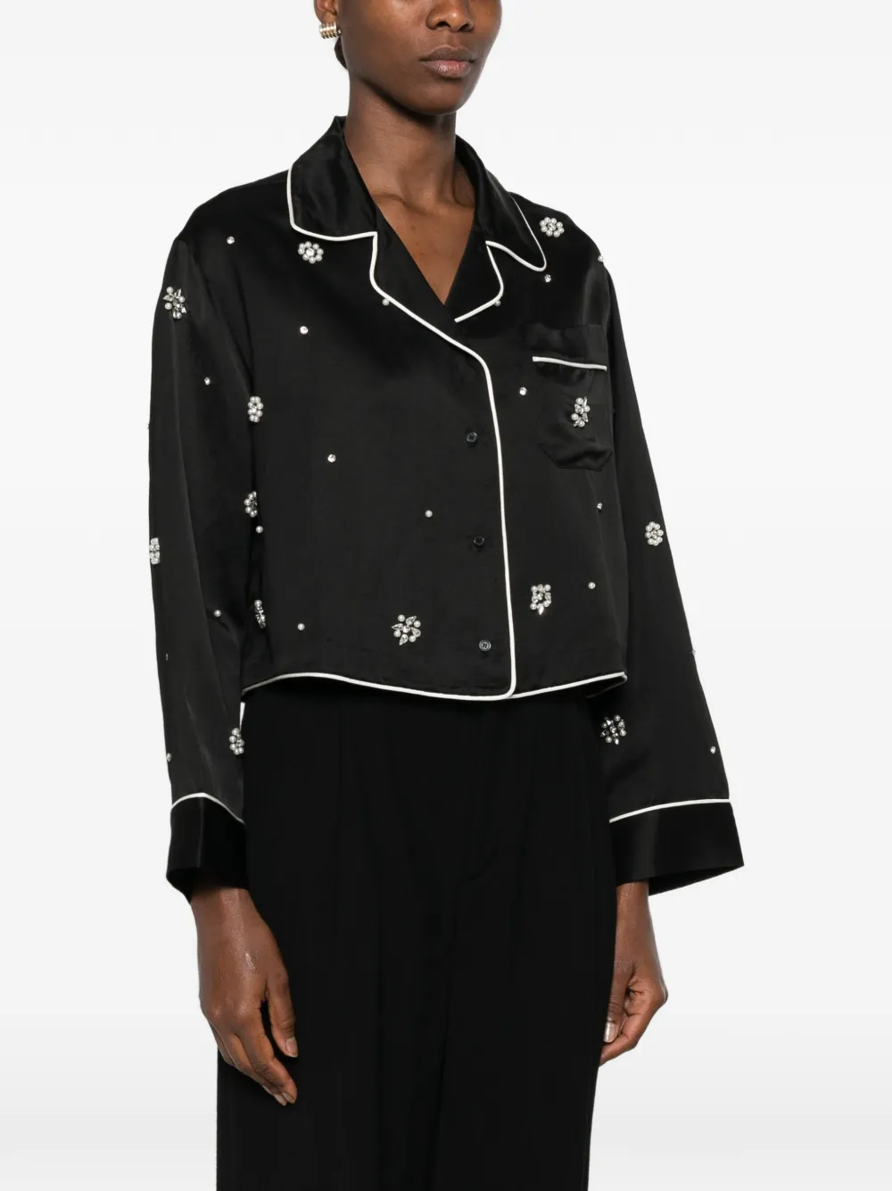 SANDRO Blouse verfraaid met kralen Zwart