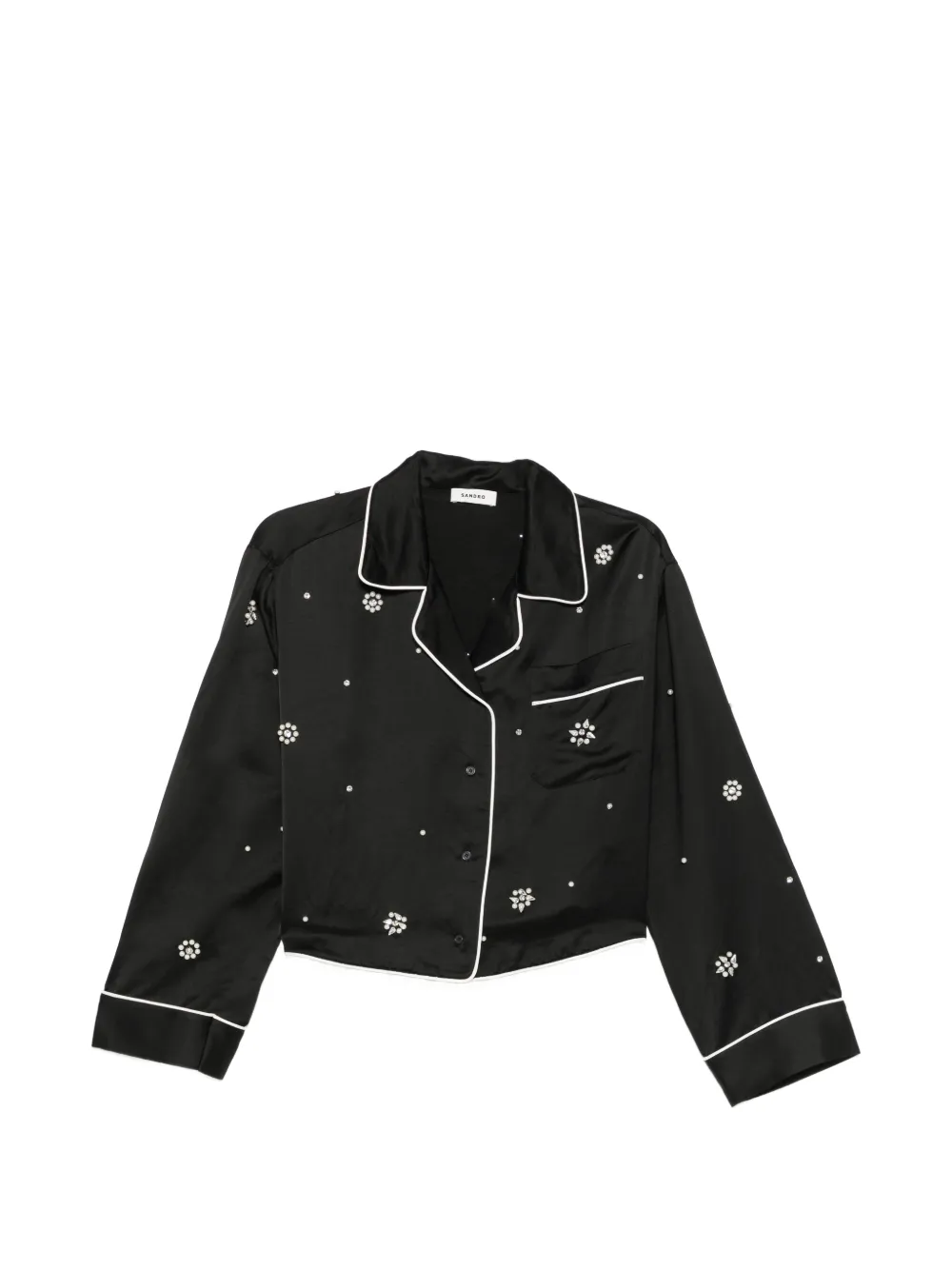 SANDRO bead-embellished piped shirt - Black