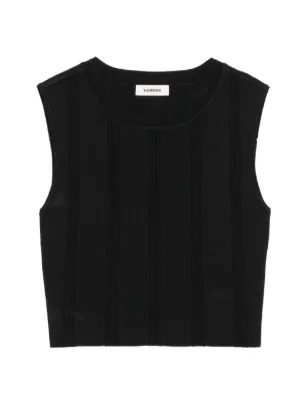 Sandro ノースリーブ ニット トップス ブラック SANDRO ノースリーブ トップ | ブラック | FARFETCH JP