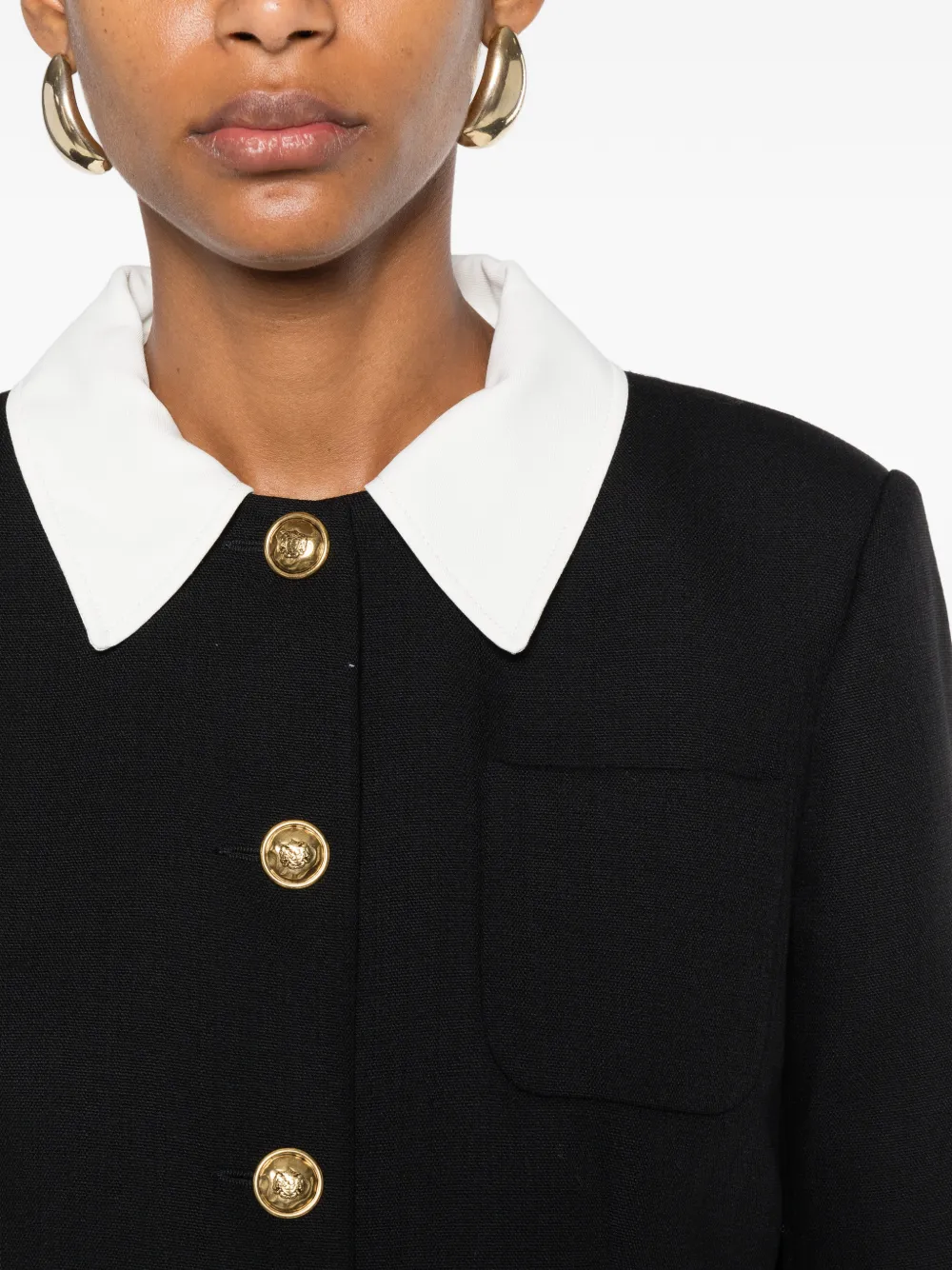 SANDRO Wollen blazer met contrasterende kraag Zwart