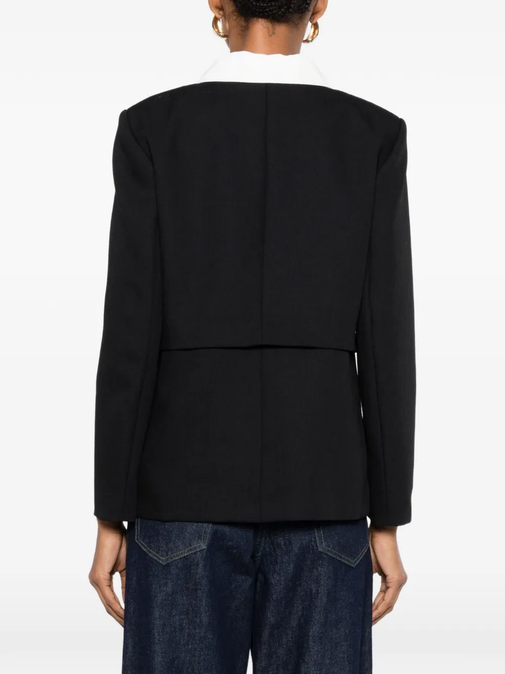 SANDRO Wollen blazer met contrasterende kraag Zwart