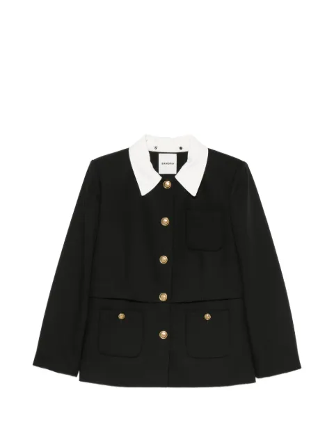SANDRO blazer en laine à col contrastant