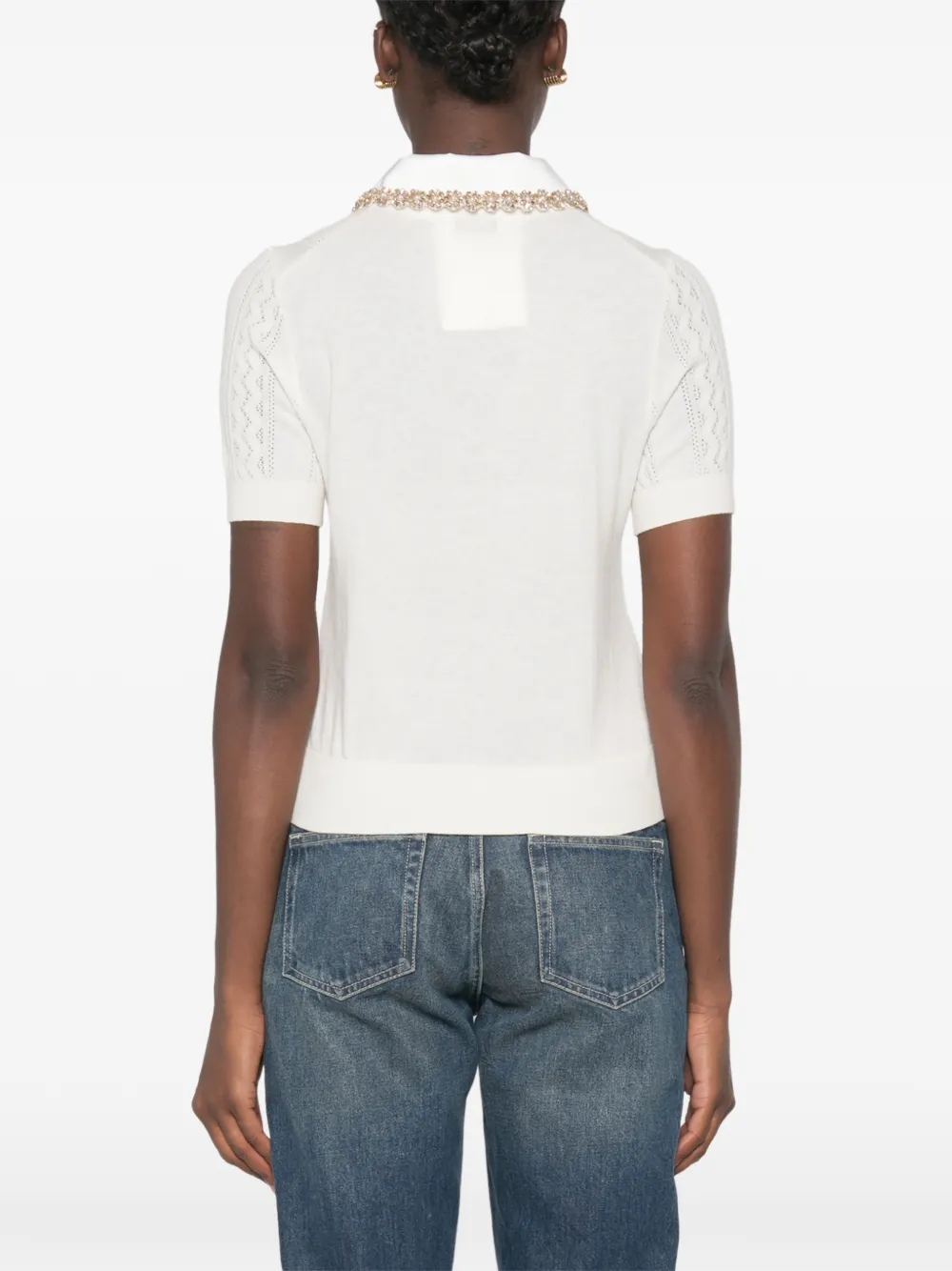 SANDRO Poloshirt verfraaid met kristal Beige