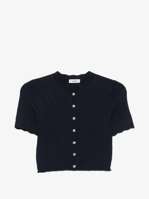 SANDRO pointelle-knit cropped cardigan