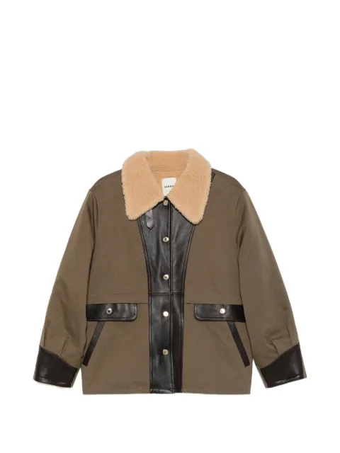 SANDRO leather-trim coat
