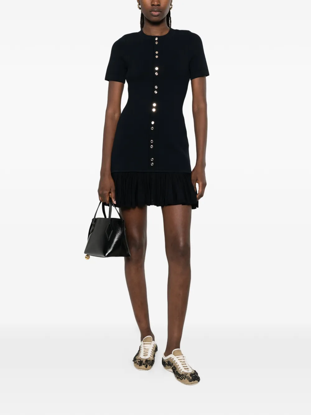 SANDRO Mini-jurk met ruches en knoopdetail Blauw
