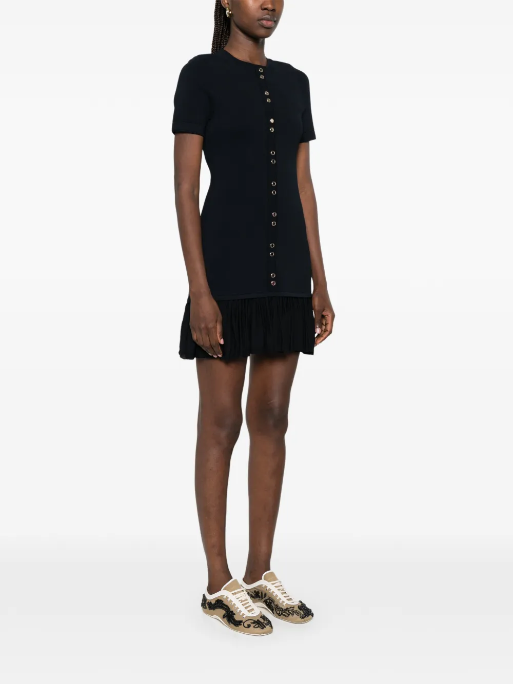 SANDRO Mini-jurk met ruches en knoopdetail Blauw