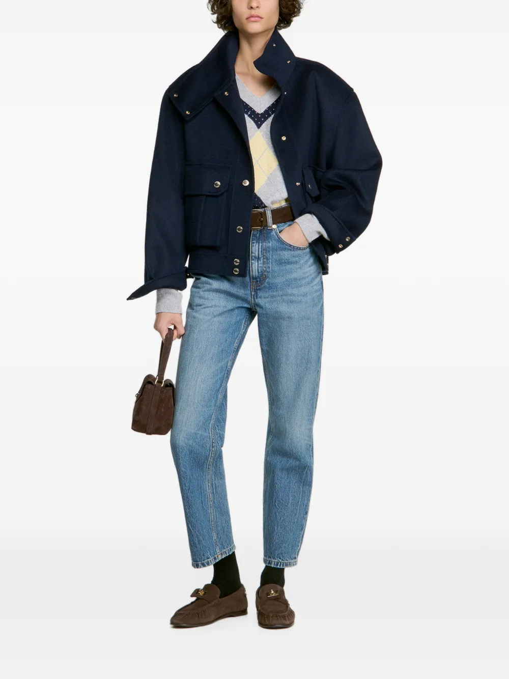 SANDRO Trui met argyle patroon Grijs