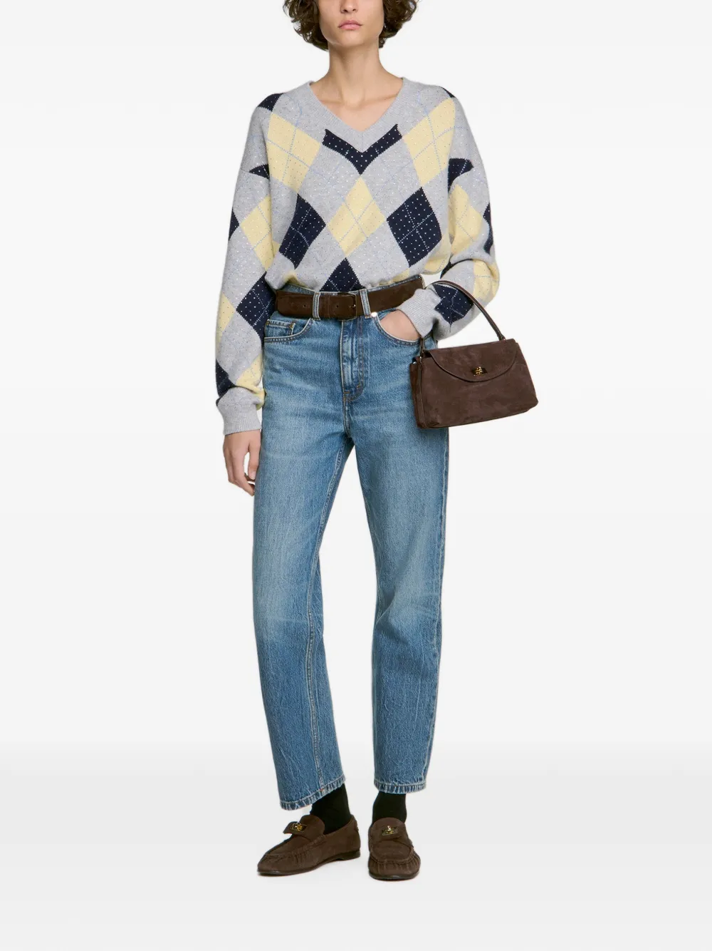 SANDRO Trui met argyle patroon Grijs