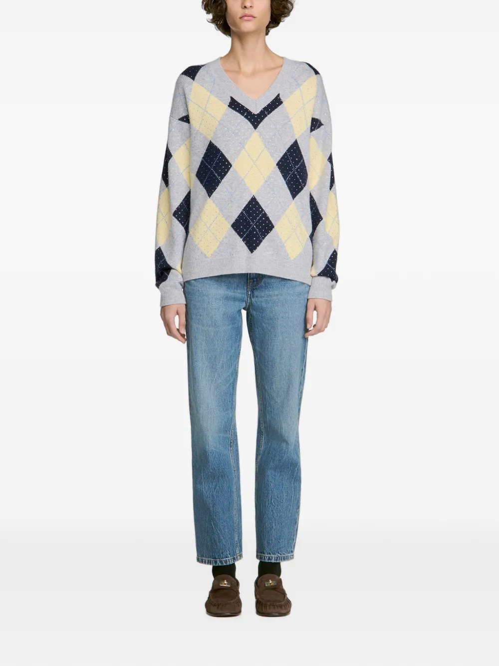 SANDRO Trui met argyle patroon Grijs