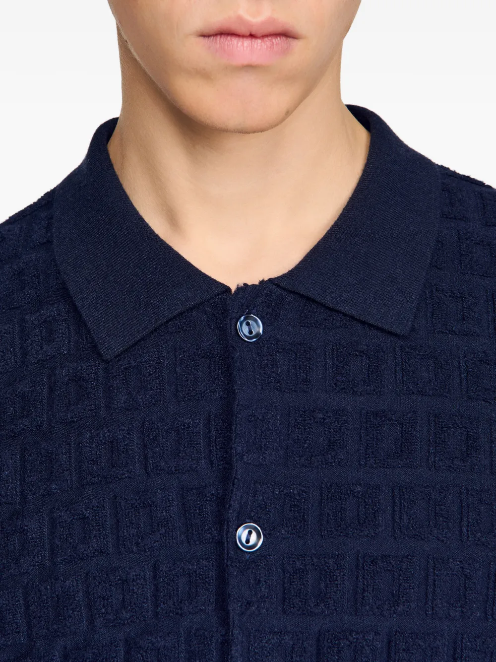 SANDRO Bouclé vest met jacquard Blauw