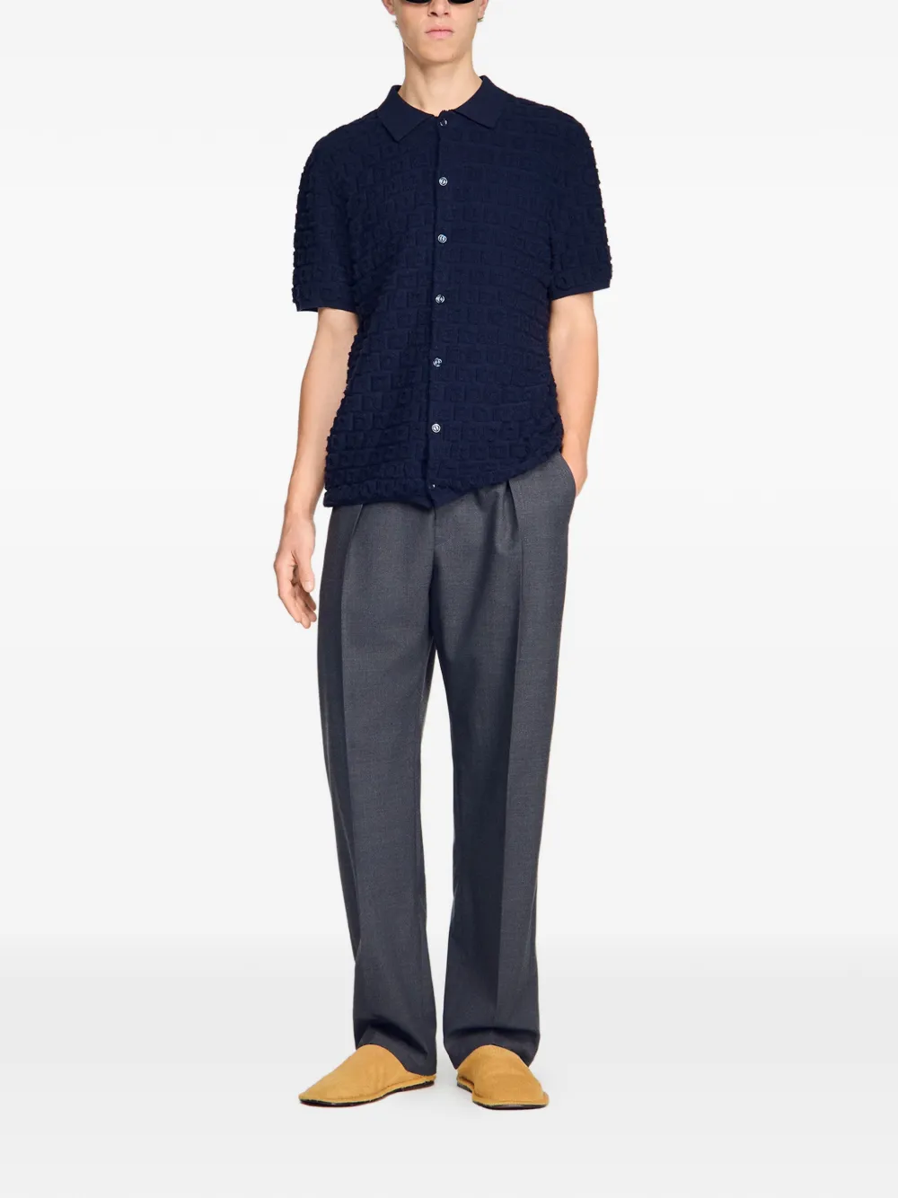  Sandro Cardigan En Jacquard - Bleu 