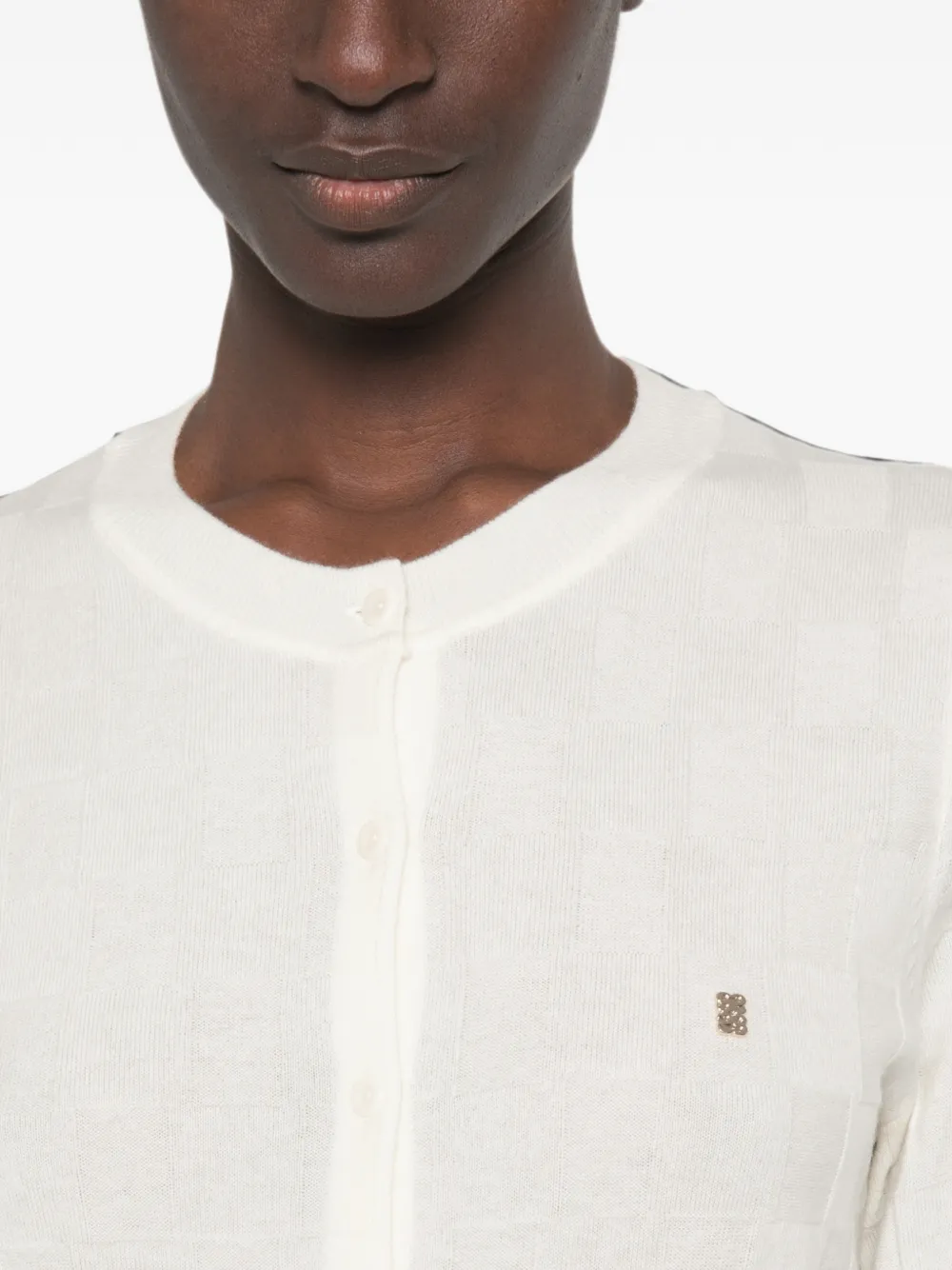 SANDRO Geruit vest met ronde hals Beige