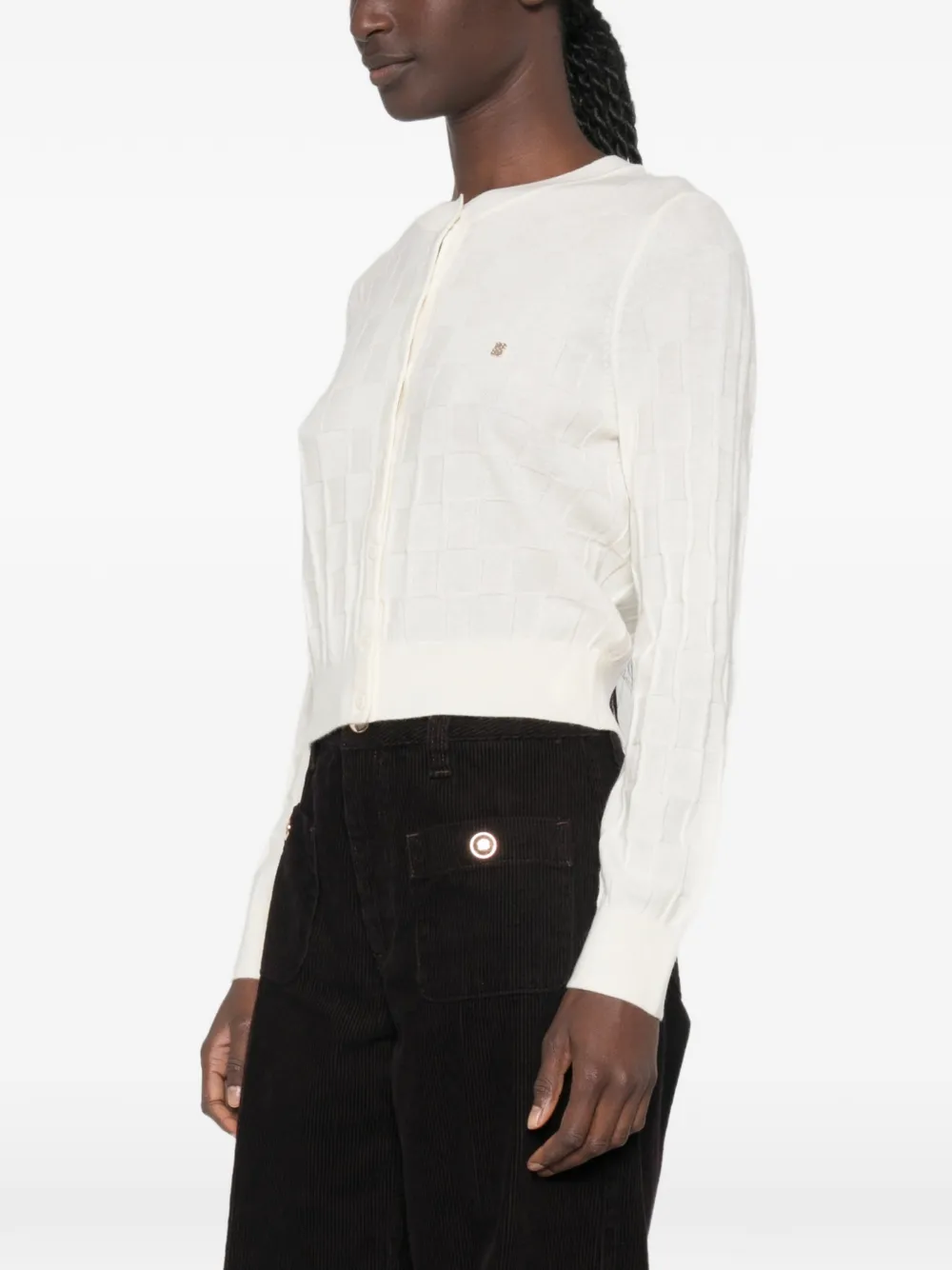 SANDRO Geruit vest met ronde hals Beige