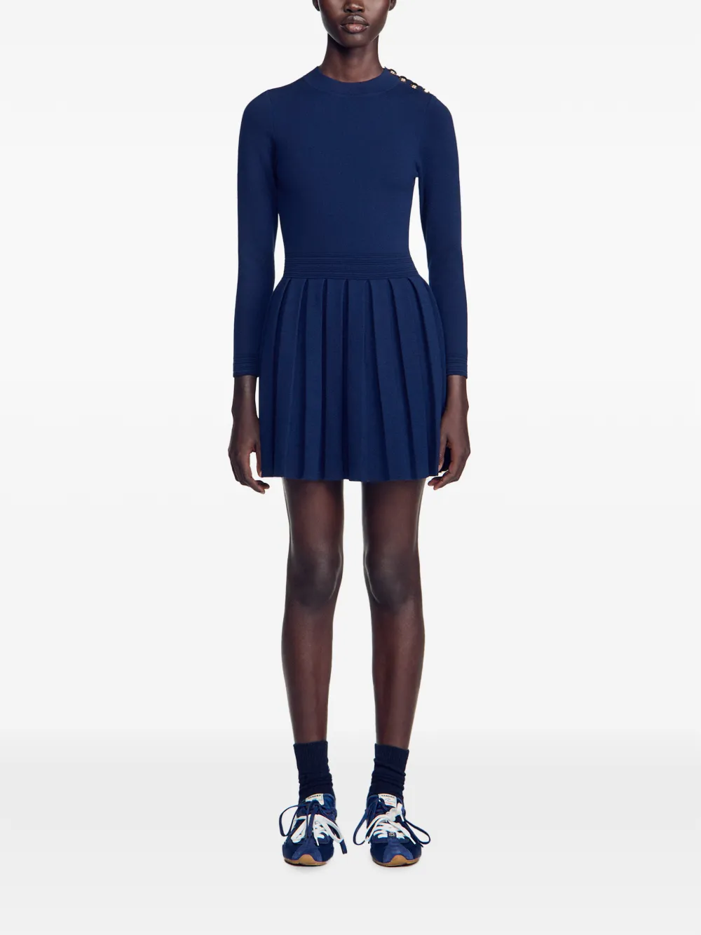 SANDRO Jurk met knoopdetail Blauw