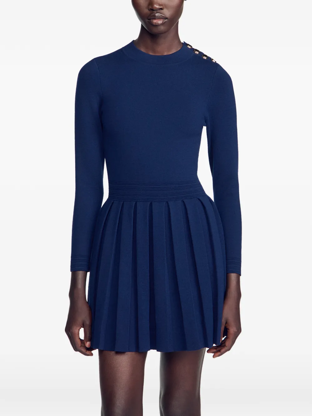 SANDRO Jurk met knoopdetail Blauw