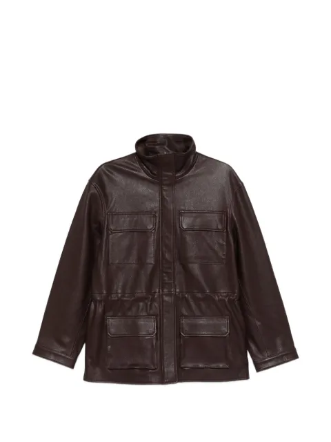 SANDRO chamarra estilo piel oversize con cuello alzado