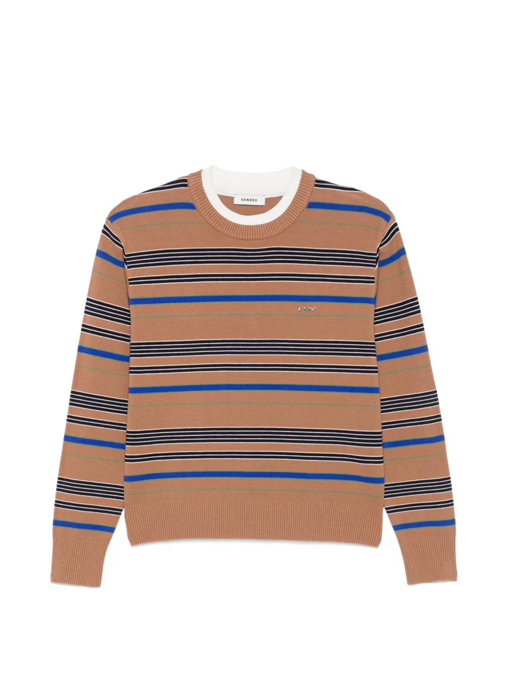 SANDRO striped logo-plaque sweater