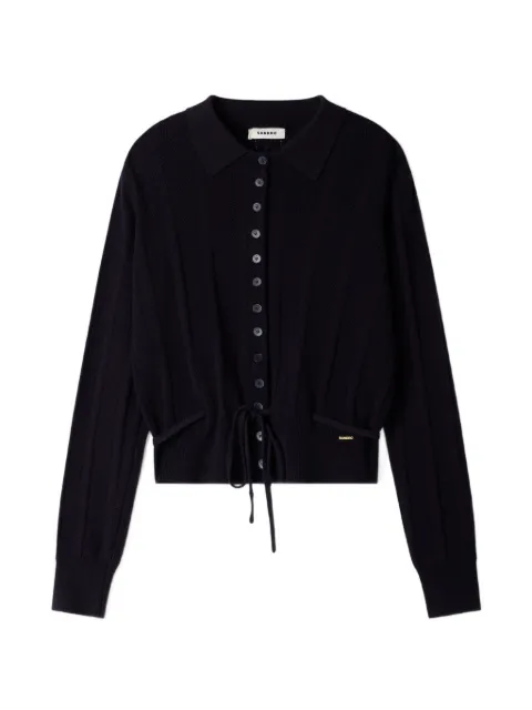 SANDRO pointelle-knit drawstring cardigan