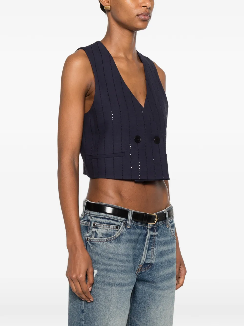 SANDRO Gilet verfraaid met pailletten Blauw