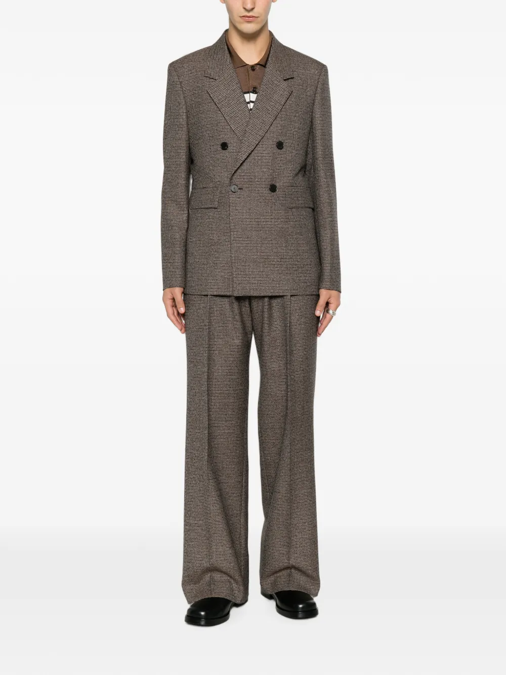 SANDRO Broek met pied-de-poule print Bruin