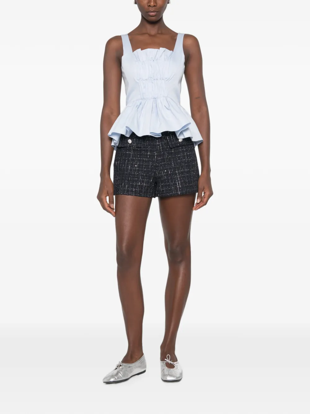 SANDRO Olivia tweed shorts verfraaid met pailletten Blauw