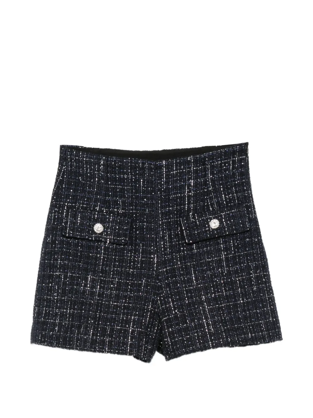 Sandro Olivia Tweed Sequin-embellished Shorts In Blue