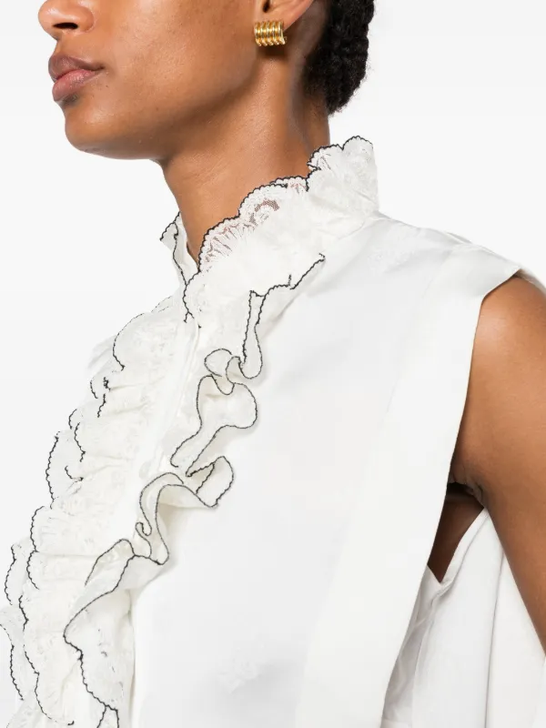 SANDRO ラッフルカラーシャツ | ホワイト | FARFETCH JP