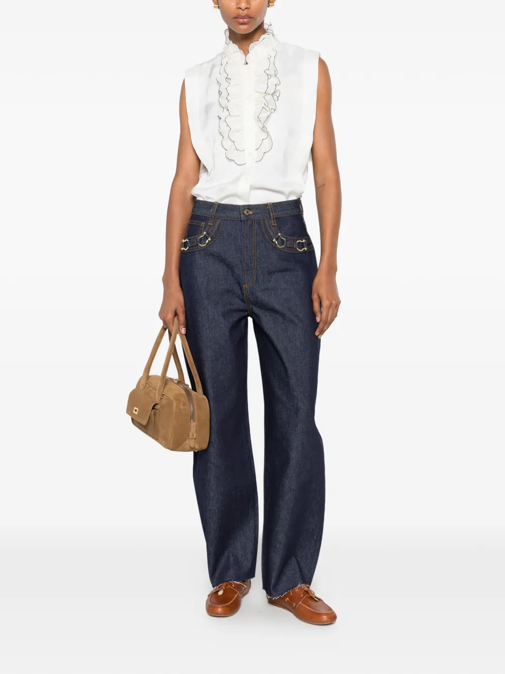 Sandro Camicia Con Ruches - Bianco 
