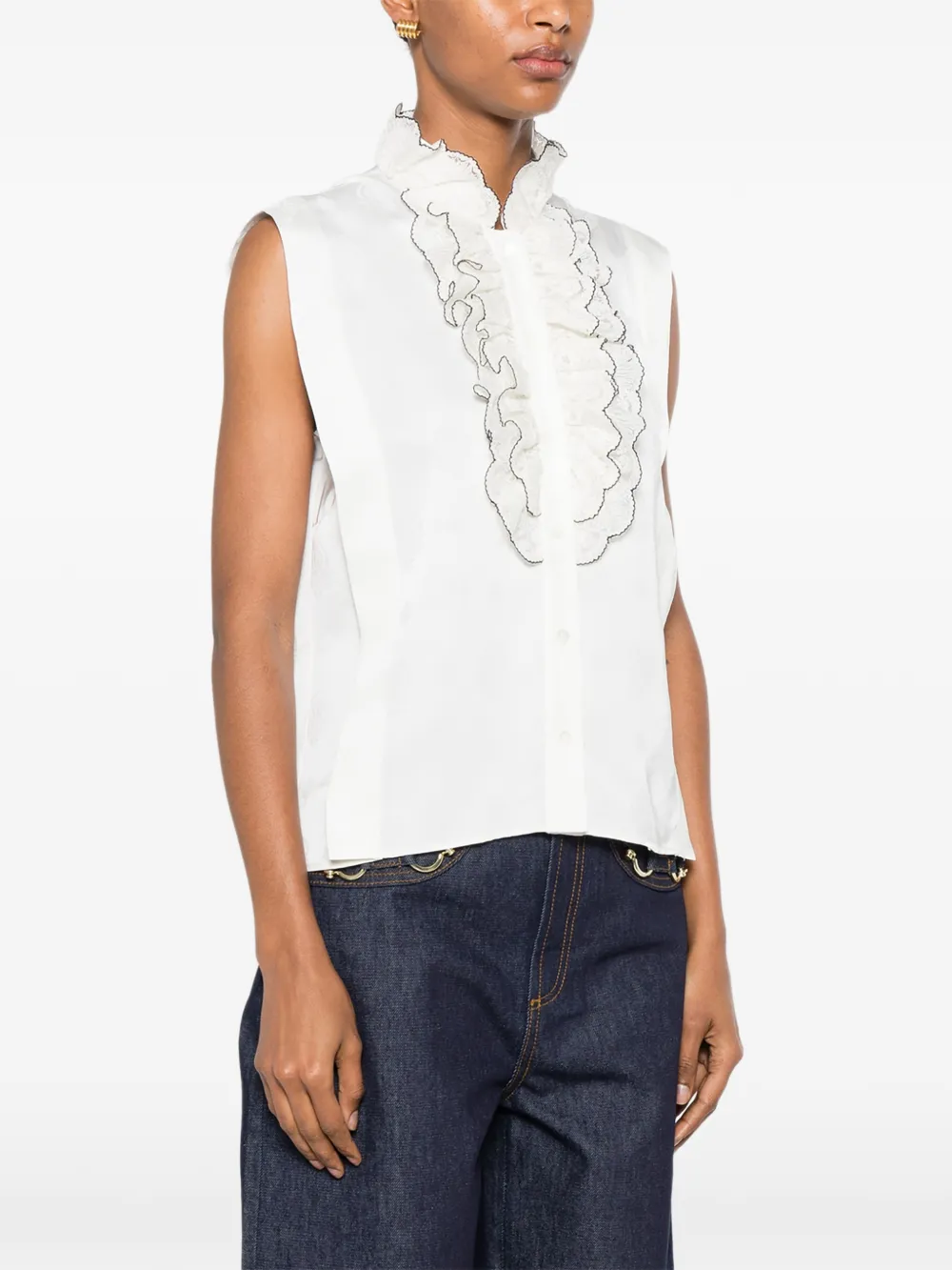  Sandro Camicia Con Ruches - Bianco 