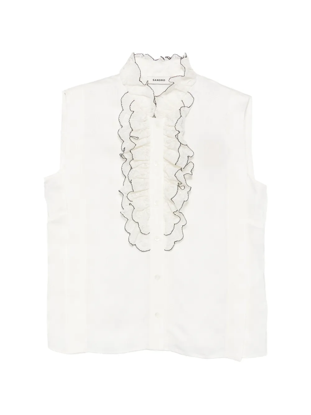 SANDRO ruffled-collar Paisley-jacquard shirt - Weiß