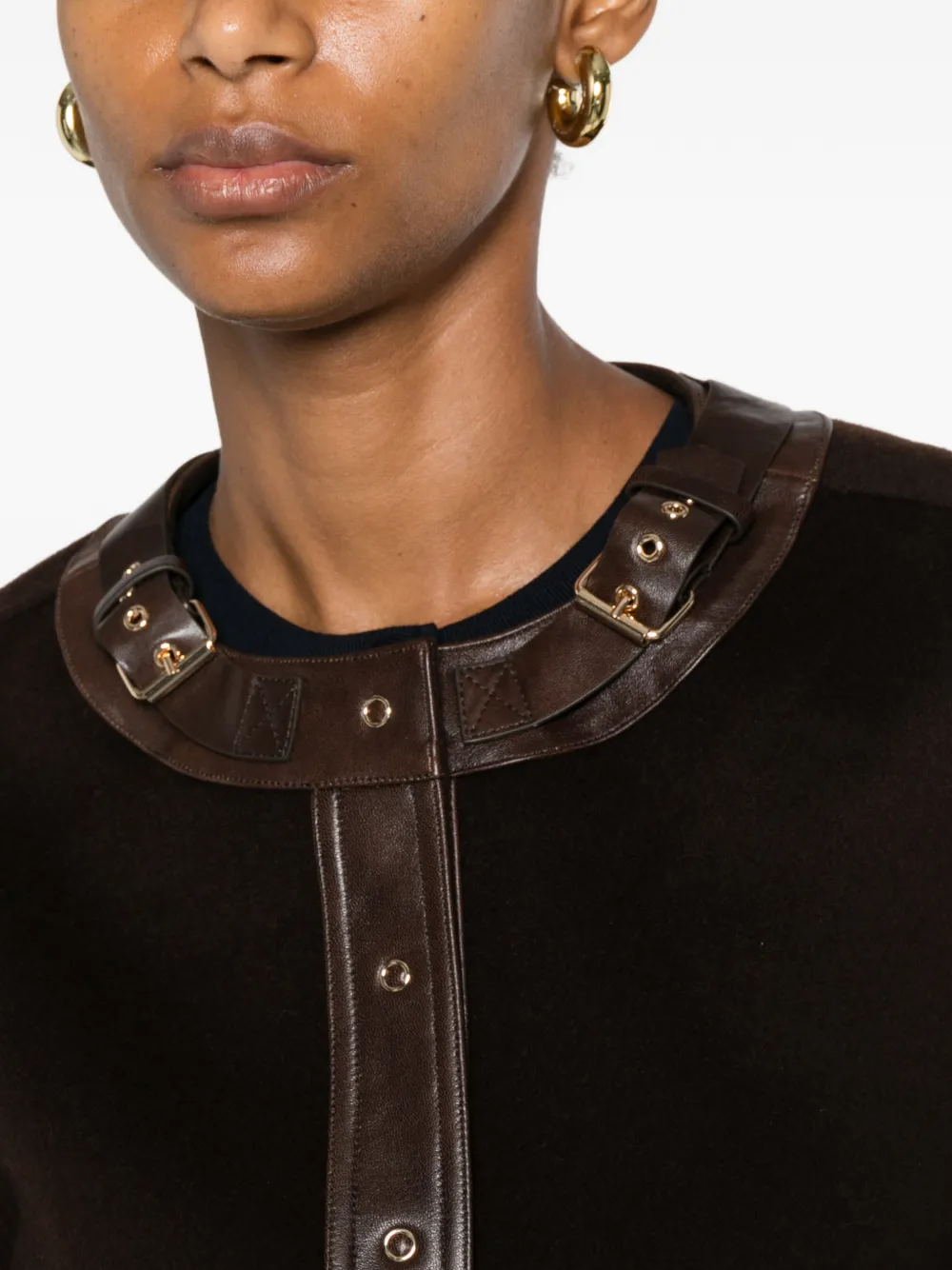 SANDRO Jack met leren afwerking en gespdetail Bruin