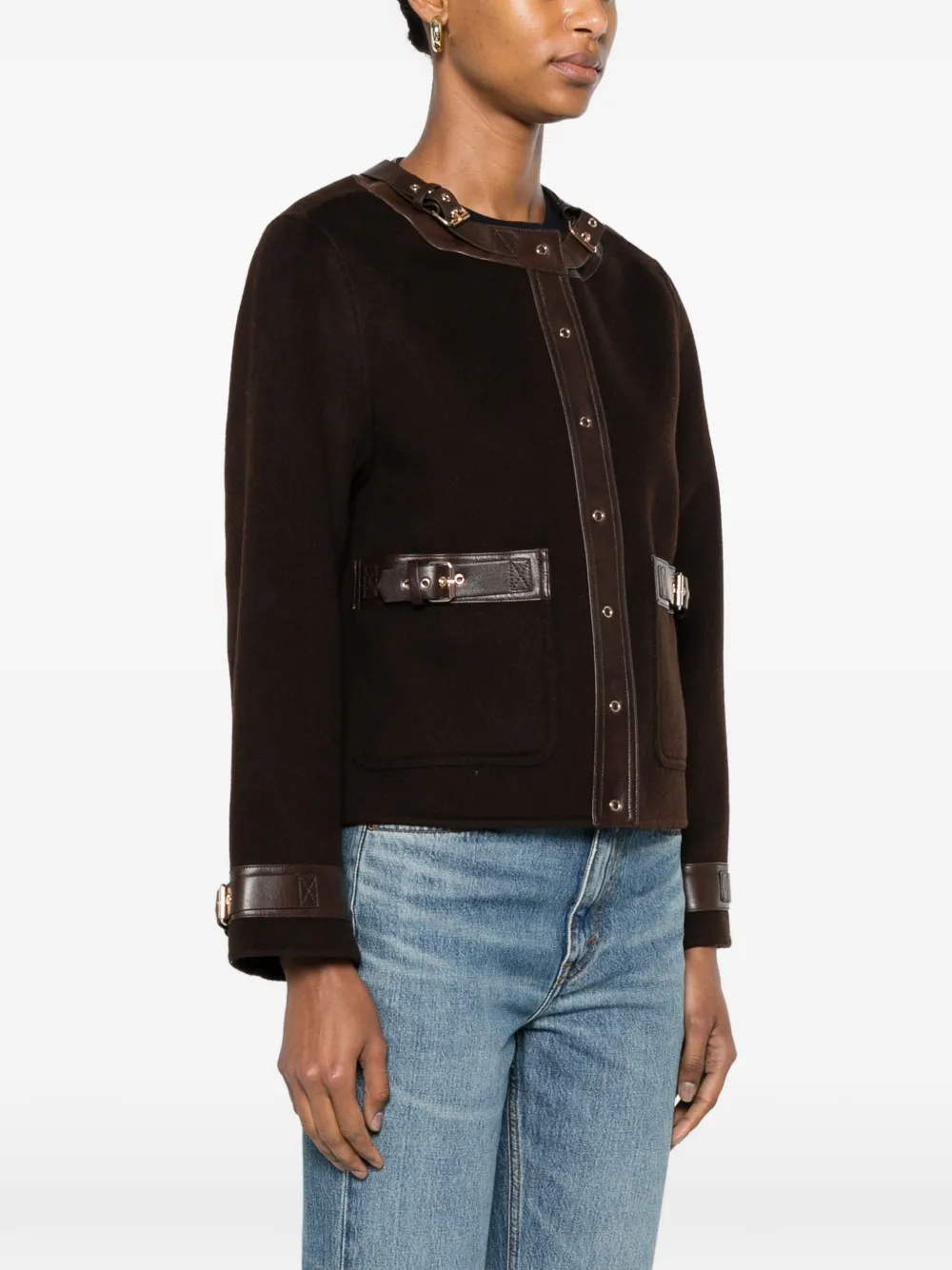 SANDRO Jack met leren afwerking en gespdetail Bruin